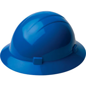Americana Full Brim Safety Helmet, 4-Point Mega Ratchet Suspension, Blue
