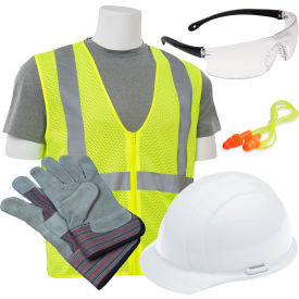 L3 New Hire Kit with Liberty Cap & S362 Safety Vest, 2XL, White/Clear/Hi-Viz Lime