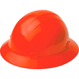 Americana Full Brim Safety Helmet, 4-Point Mega Ratchet Suspension, Hi-Viz Orange