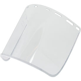 Face Shield with Metal Band, PETG, 9"L x 15-1/2"W x 3/8" Thick, Clear, Pack of 10
