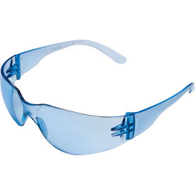 IProtect Frameless Safety Glasses, Anti-Scratch, Blue Lens/Temples, Pack of 12