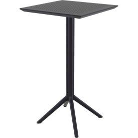 24" Square Resin Folding Bar Table, Black