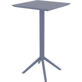 24" Square Resin Folding Bar Table, Dark Gray