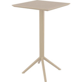 24" Square Resin Folding Bar Table, Taupe
