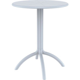 24" Round Resin Bistro Table, Silver Gray