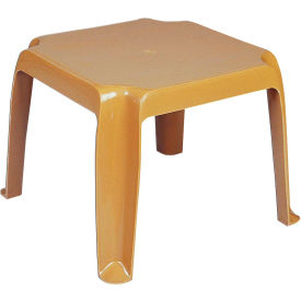 16" Square Resin Side Table, Teak Brown