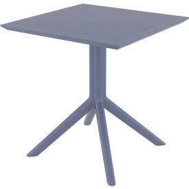 Siesta Sky 27" Square Resin Dining Table, Dark Gray