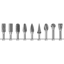 Right-Hand Spiral Bur, 9 Piece Set with 1/4 Set Size