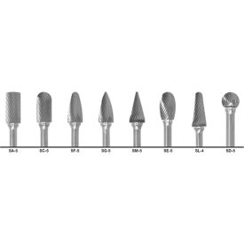 Double-Cut Bur, 8 Piece Set with 1/2 Set Size