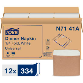Universal Dinner Napkins, 1-Ply, 17"Wx17"D, 1/4 Fold, White, 4008/Carton