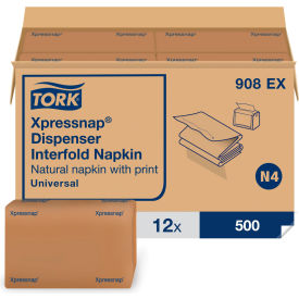 Xpressnap Interfold Dispenser Napkins, 1-Ply, 13"x 8-1/2", Natural, 500/Pk, 12 Pks/Carton