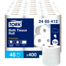 Premium Poly-Pack Bath Tissue, Septic Safe, 2-Ply, Wht, 4"x4", 400 Sheets/Roll, 48 Rolls