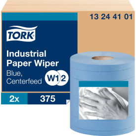 Industrial Paper Wiper, 4-Ply, 11"x 15-3/4", Blue, 375 Wipes/Roll, 2 Roll/Carton