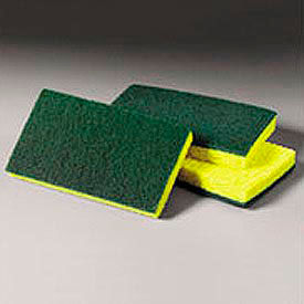 Medium Duty Scrubbing Sponge, Yellow/Green, 10 Sponges