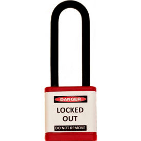 ZING Padlock, 3" Shackle, Red, Keyed Different