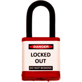 ZING Padlock, 1-1/2" Shackle, Red, Keyed Different
