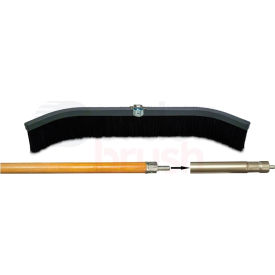 24"W Plastic Curved Push Broom w/Standard Socket & Wood/Steel Sectional Handle
