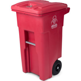 Regulated Medical Waste Cart With Bio Hazard Logo, 32 Gallon - Red