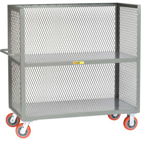 3 Sided Mesh Truck w/2 Shelves, 3600 lb. Capacity, 48"L x 30"W x 57"H, Gray