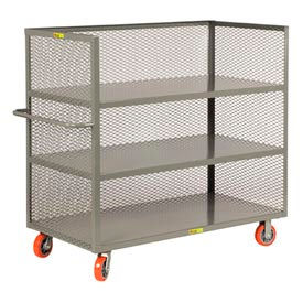 3 Sided Mesh Truck with 3 Shelves, 3600 lb. Capacity, 60"L x 24"W x 57"H, Gray