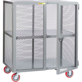 Mobile Storage Locker w/1 Shelf & Poly Wheels, 60"L x 24"W x 56"H, Gray