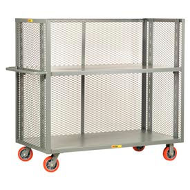 3 Sided Mesh Truck w/Adjustable Shelf, 3600 lb. Cap, 60"L x 24"W x 57"H, Gray