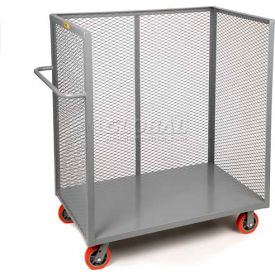 3 Sided Mesh Bulk Truck with 3 Shelves, 3600 lb. Capacity, 60"L x 24"W x 57"H, Gray