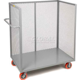 3 Sided Mesh Bulk Truck with 3 Shelves, 3600 lb. Capacity, 48"L x 30"W x 57"H, Gray