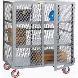 Mobile Storage Locker w/2 Shelves & Poly Wheels, 60"L x 24"W x 56"H, Gray