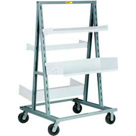 A-Frame Adjustable Tray Shelf Truck, Double-Sided, 36" x 40" Tray Size, 6" Polyurethane Wheels
