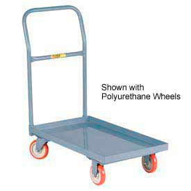 Steel Deck Platform Truck T-510-LU - Lip Edge - 24 x 36 - Mold-on Rubber Wheels