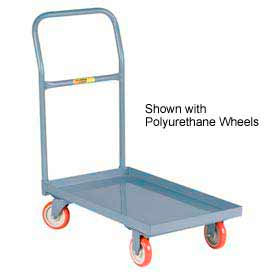 Steel Deck Platform Truck - Lip Edge - 24 x 48 - Mold-on Rubber Wheels