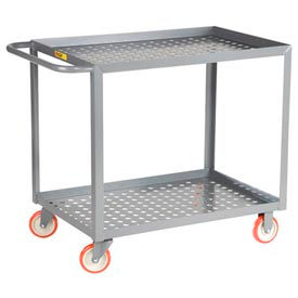 Perforated Deck Service Cart w/2 Shelves, 1200 lb. Cap, 48"L x 24"W x 35"H, Gray