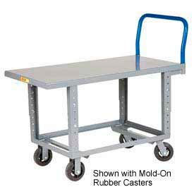 Adjustable Work Height Platform Truck - 24 x 48 - Poly Wheels