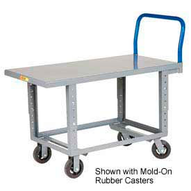 Adjustable Work Height Platform Truck - 24 x 60 - Poly Wheels