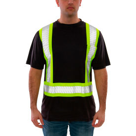 Job Sight Class 1 Short Sleeve T-Shirt, Black with Fluorescent Yellow-Green, 5XL