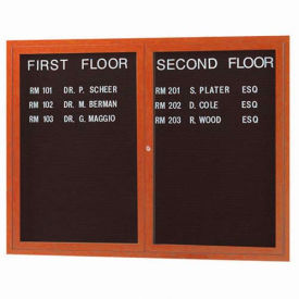2 Door Aluminum Frame Wood Look, Oak Enclosed Letter Board - 48"W x 36"H