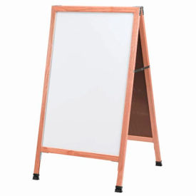 Solid Oak Wood A-Frame Sidewalk White Marker Board - 24"W x 42"H