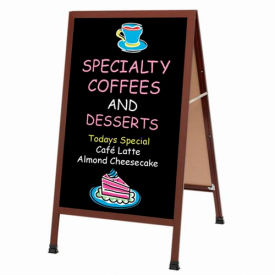 Cherry Wood Look A-Frame Sidewalk Board with Black Chalkboard - 24"W x 42"H
