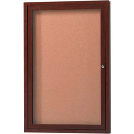 1 Door Aluminum Frame Wood Look, Walnut Enclosed Bulletin Board - 36"W x 48"H