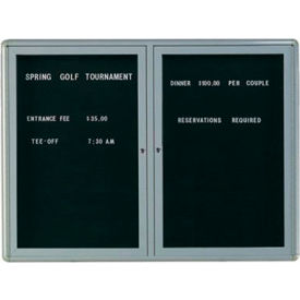 2 Door Design Enclosed Letter Board Medium Grey - 48"W x 36"H