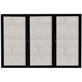 3 Door Aluminum Framed Enclosed Bulletin Board Black Powder Coat - 72"W x 48"H