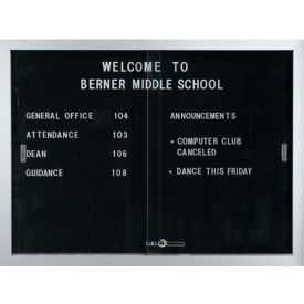 2 Door Aluminum Framed Letter Board w/ Sliding Door - 48"W x 36"H
