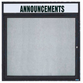 1 Door Enclosed Alum Framed Bulletin Board w/ Header, Illum Black - 36"W x 36"H
