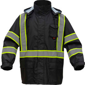 Premium Two Tone Hooded Rain Coat-Black-L/XL