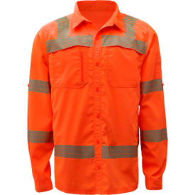 Class 3 New Designed Lightweight Shirt Rip Stop Bottom Down Shirt w/SPF 50+ Orange-MD