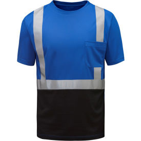 Multi Color Short Sleeve Safety T-shirt with Black Bottom-Blue-3XL