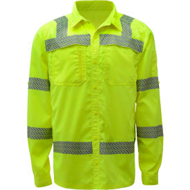 Class 3 New Designed Lightweight Shirt Rip Stop Bottom Down Shirt w/SPF 50+ Lime-3XL