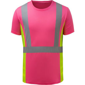 Non-ANSI Lady Short Sleeve T-shirt Pink with Lime Side-MD
