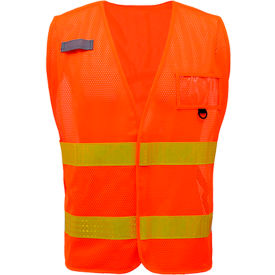 Incident Command Vest- Orange Vest w/Lime Prismatic Tape, One Size Fits All